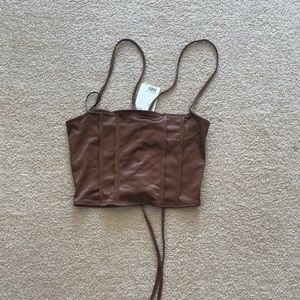 H&M Brown Satin Corset Top